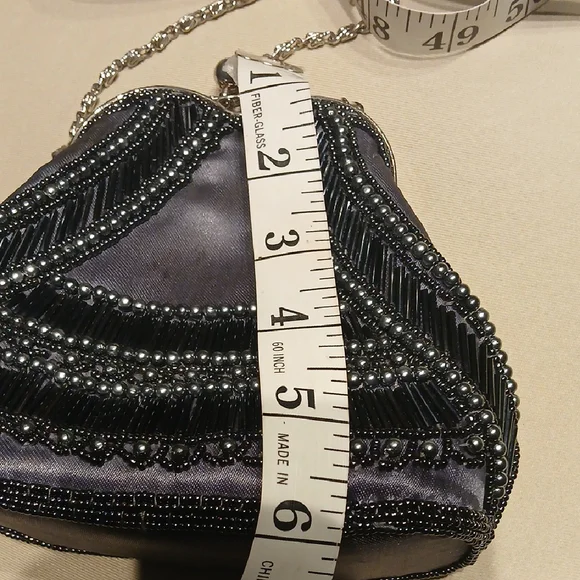 Buoux Terner Mini Grey Beaded Evening Bag - Picture 7 of 8